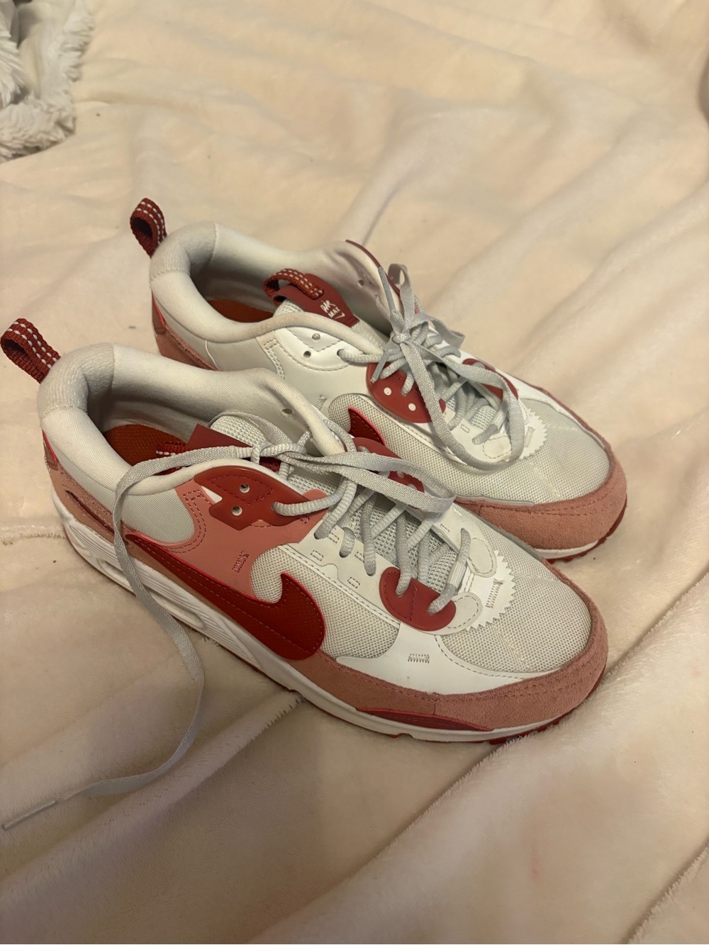 Nike White, Pink & Red Retro-Style Sneakers